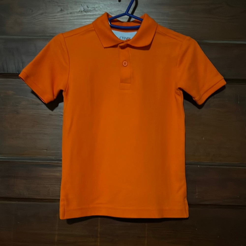 Chaps. Collar Shirt. Short Sleeve. Boys. Size XS (6-7). Orange.